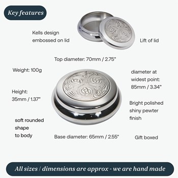 Kells Round Pewter Trinket Box