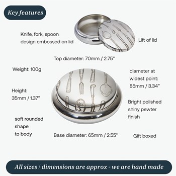 Knife Fork Spoon Pewter Trinket Box