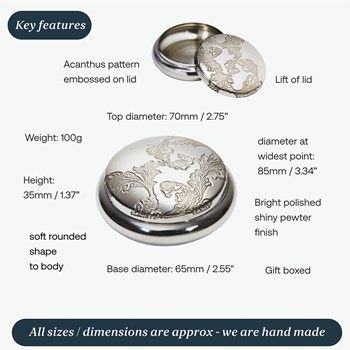Acanthus Pattern Pewter Trinket Box