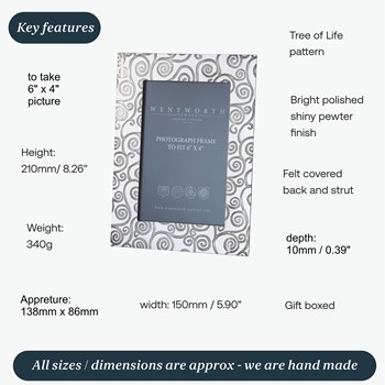 Tree Of Life 6"X4" Pewter Picture Frame