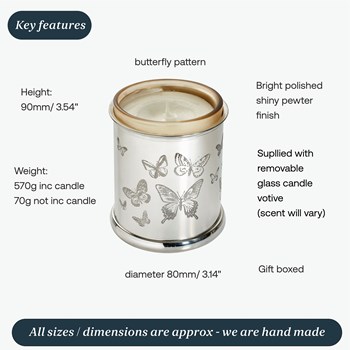 Butterfly Pewter Candle Votive