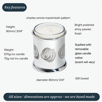 Charles Rennie Mackintosh Rose Pewter Candle Votive