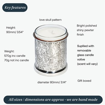 Love Skull Pewter Candle Votive