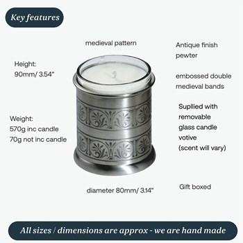Medieval Antique Finish Pewter Candle Votive