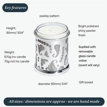 Paisley Pewter Candle Votive Holder Paisley Pewter Candle Votive Holder