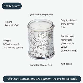 Yorkshire Rose Pewter Candle Votive