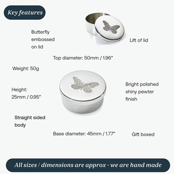 Small Butterfly Pewter Trinket Box