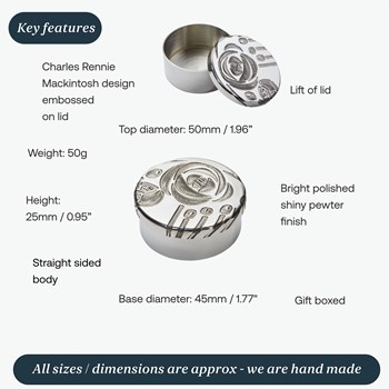 Small Charles Rennie Mackintosh Pewter Trinket Box