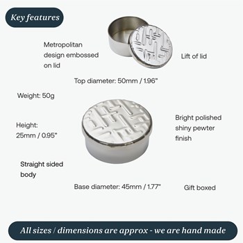 Small Metropolitan Pewter Trinket Box