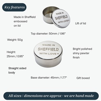 Made In Sheffield Small Pewter Trinket Pill Box