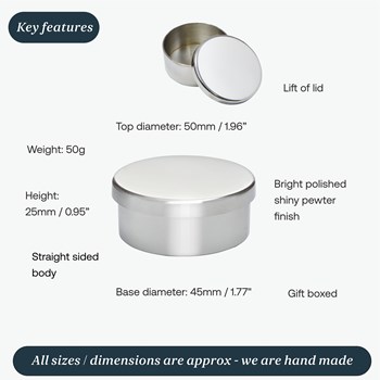 Plain Pewter Small Trinket Pill Box