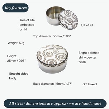 Small Tree Of Life Pewter Trinket Pill Box Small Tree Of Life Pewter Trinket Pill Box