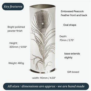 Large Peacock Pewter Vase