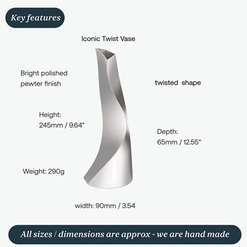 Medium Twist Pewter Vase By Catherine Tutt