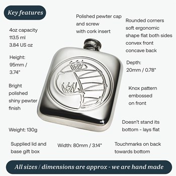 Knox 4oz Pewter Pocket Flask Knox 4oz Pewter Pocket Flask