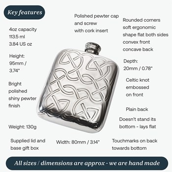 Celtic Knot 4oz Pewter Pocket Flask Celtic Knot 4oz Pewter Pocket Flask