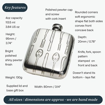 Knife Fork Spoon 4oz Pewter Pocket Flask Knife Fork Spoon 4oz Pewter Pocket Flask