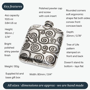 Tree Of Life 4oz Pewter Pocket Flask Tree Of Life 4oz Pewter Pocket Flask