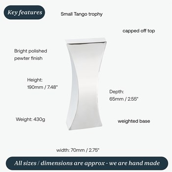 Small Tango Pewter Trophy By Catherine Tutt