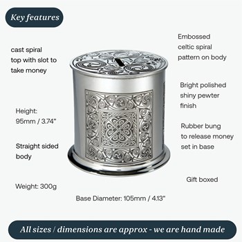 Celtic Spiral Pewter Money Box Celtic Spiral Pewter Money Box