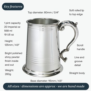 Worcester One Pint Pewter Tankard