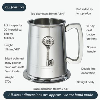 18 Key Badge One Pint Pewter Tankard