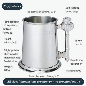 18 Key Handle One Pint Pewter Tankard 18 Key Handle One Pint Pewter Tankard