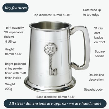 21 Key Badge One Pint Pewter Tankard