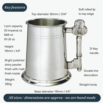 21 Key Handle One Pint Pewter Tankard
