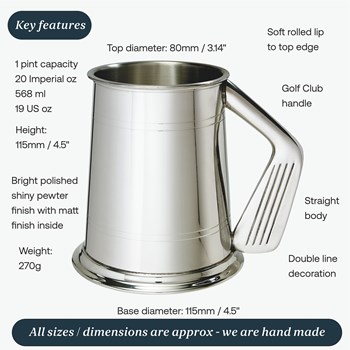 Golf Handle One Pint Pewter Tankard