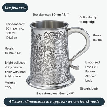Love Skull One Pint Pewter Tankard