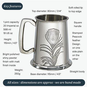 Peacock One Pint Pewter Tankard