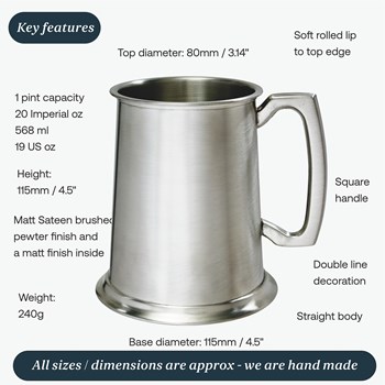 Standard Satin One Pint Pewter Tankard Standard Satin One Pint Pewter Tankard