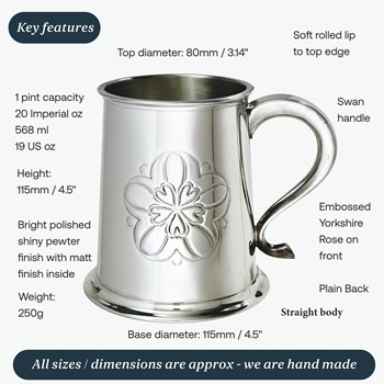 Yorkshire Rose One Pint Pewter Tankard Yorkshire Rose One Pint Pewter Tankard