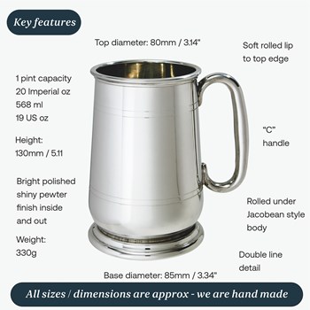 Part Satin One Pint Pewter Howard Tankard Part Satin One Pint Pewter Howard Tankard