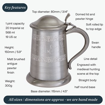 Medieval Hunting Scene Lidded Tankard Medieval Hunting Scene Lidded Tankard