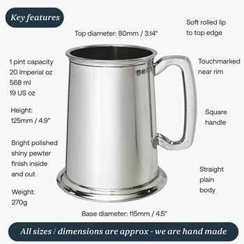 Plain One Pint Pewter Tankard