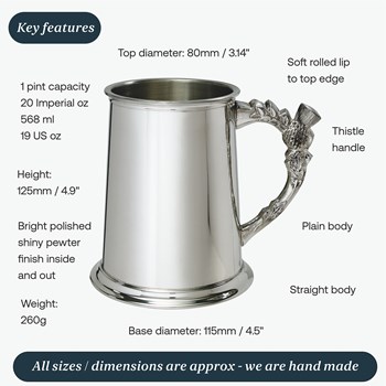 Thistle Handle One Pint Pewter Tankard Thistle Handle One Pint Pewter Tankard