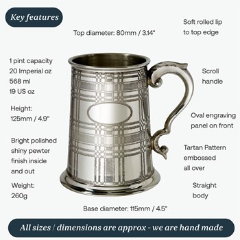 Tartan One Pint Pewter Tankard Tartan One Pint Pewter Tankard