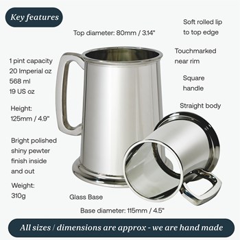 Plain Glass Base One Pint Pewter tankard Plain Glass Base One Pint Pewter tankard