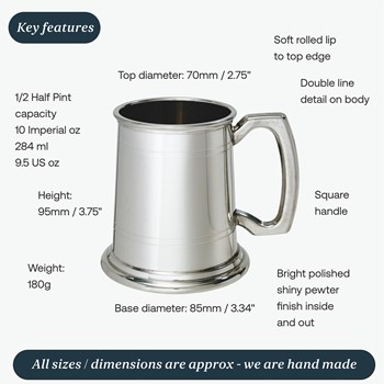 Half Pint Double Lined Pewter Tankard