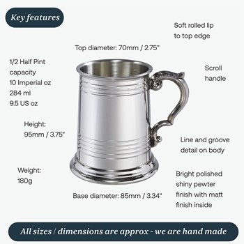 Half Pint Worcester Pewter Tankard