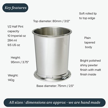 Plain Half Pint Pewter Beaker Mint Julep Cup