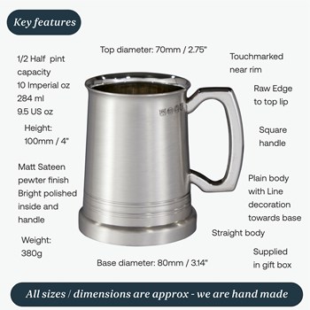 Half Pint Hereford X Range Heavy Pewter Tankard Half Pint Hereford X Range Heavy Pewter Tankard
