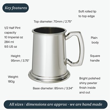 Half Pint Plain Pewter Tankard Half Pint Plain Pewter Tankard