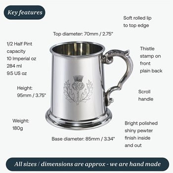 Half Pint Thistle Pewter Tankard