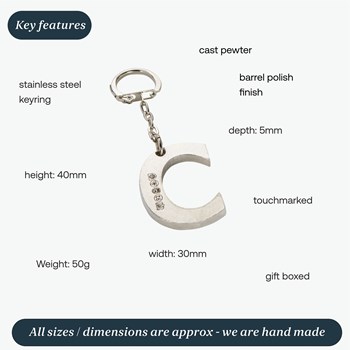 Initial C Touchmarked Pewter Keyring Initial C Touchmarked Pewter Keyring