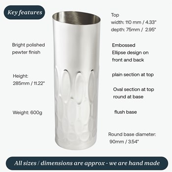 Large Pewter Elipse Vase