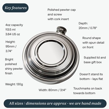 Clay Shot Round Pewter Flask