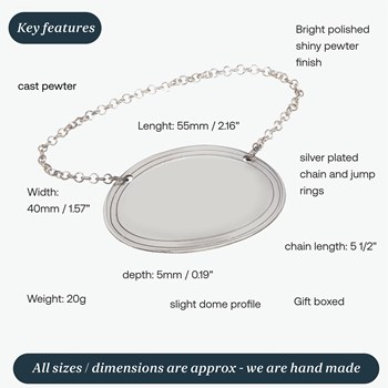 Cast Pewter Plain Oval Decanter Label